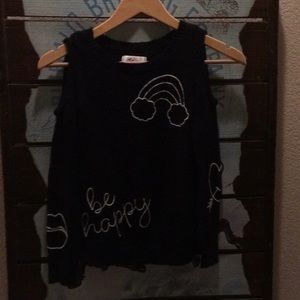 Black shoulderless nit sweater